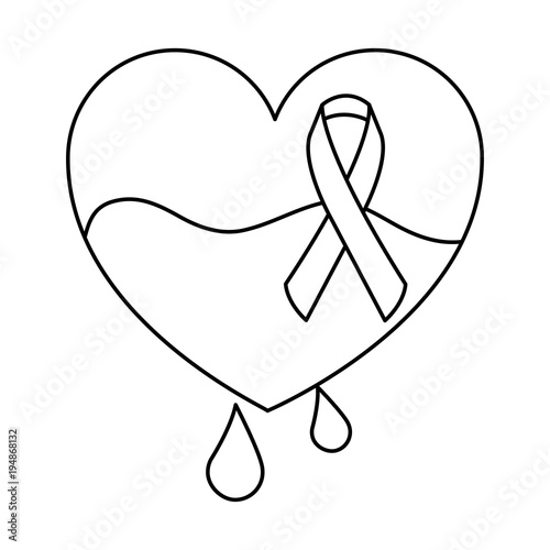 hemophilia heart blood and ribbon card vector illustration