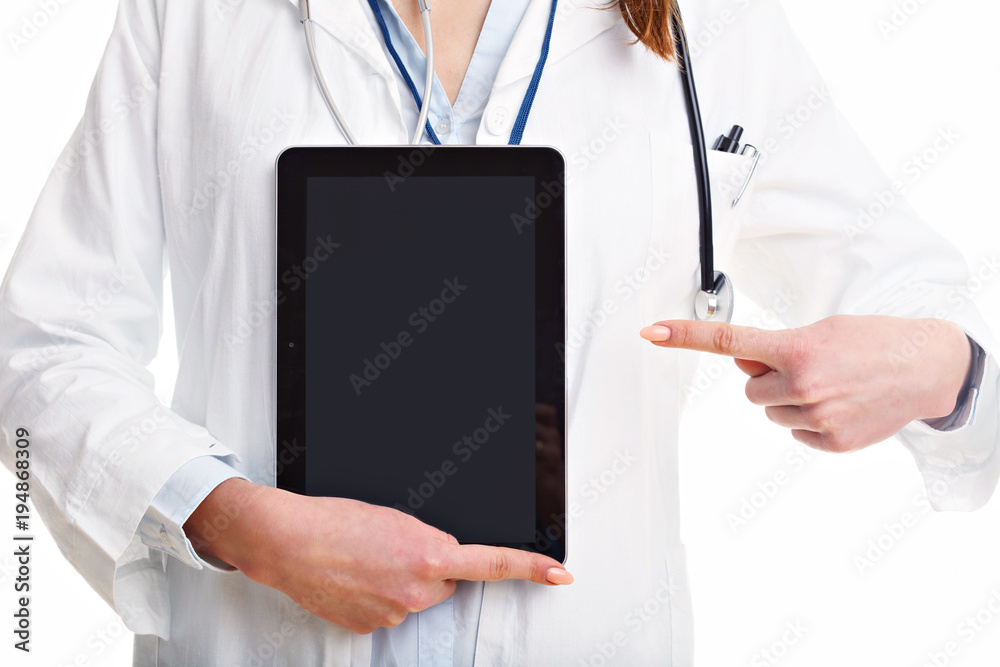 Woman doctor isolated over white background Woman doctor isolated over white background