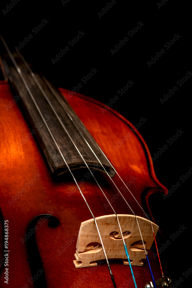 violin close-up on a black background violin close-up on a black background