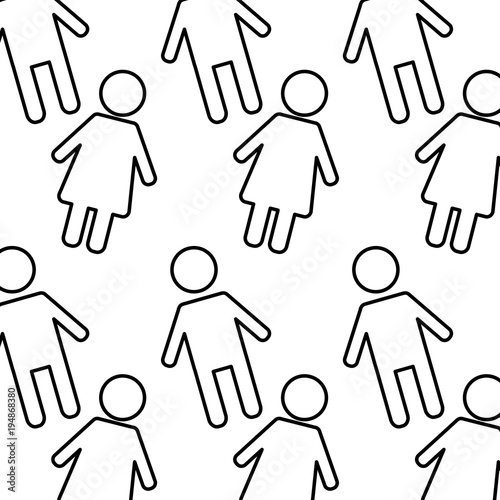 seamless pattern female and man characters vector illustration