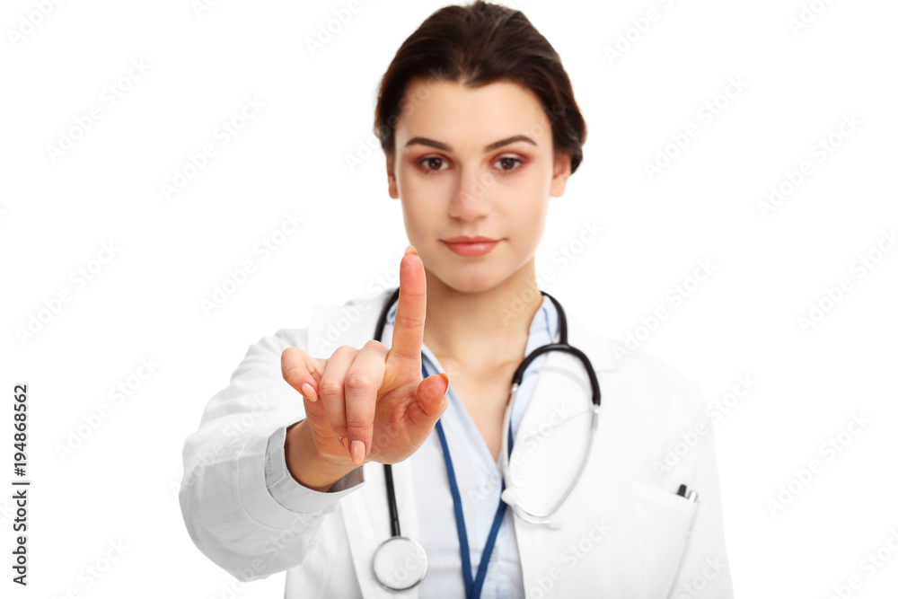 Woman doctor isolated over white background Woman doctor isolated over white background