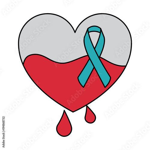 hemophilia heart blood and ribbon card vector illustration