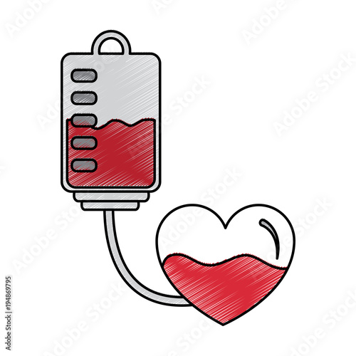 blood bag heart medicine hemophilia treatment vector illustration drawing design