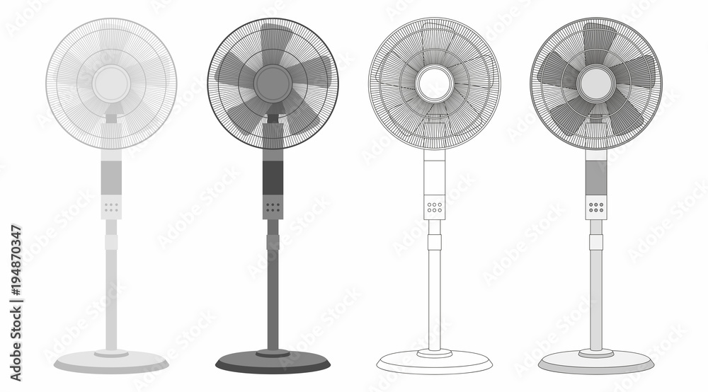 Obraz premium set of Electric fan isolated on white background