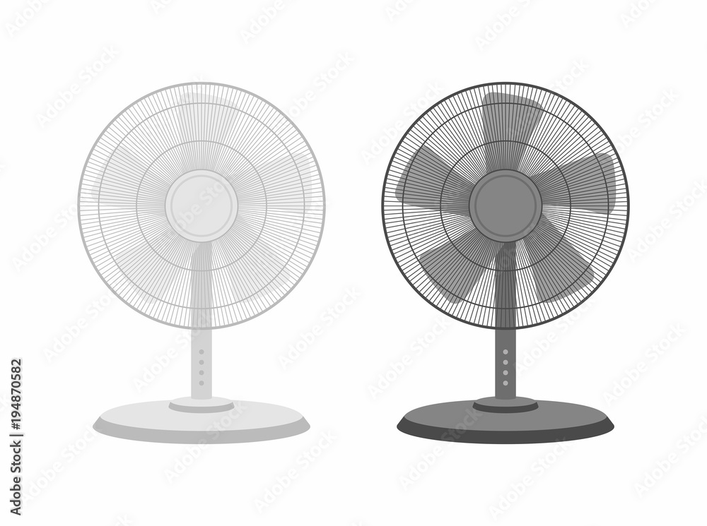 two Table fans black and white isolated on white background two Table fans black and white isolated on white background