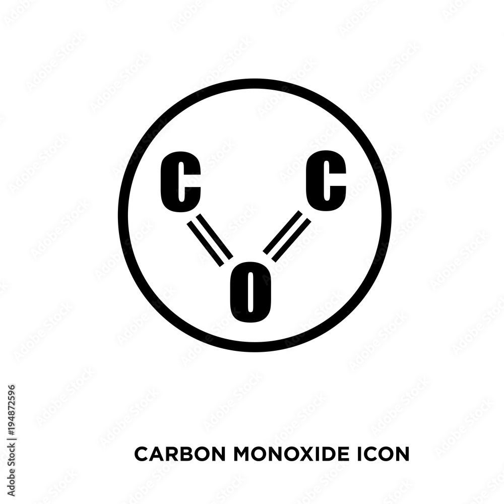 carbon monoxide icon,flat vector sign isolated on white background. Simple vector illustration for graphic and web design.