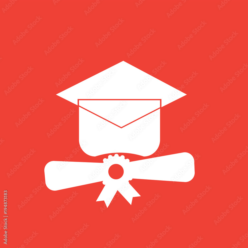 alumni icon,student flat vector sign isolated on red background. Simple  vector illustration for graphic and web design. Stock Vector | Adobe Stock