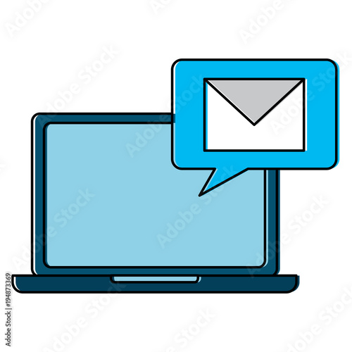 laptop device receiving message chat vector illustration