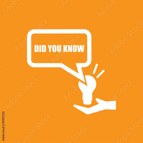 did you know icon,flat vector sign isolated on yellow background. Simple vector illustration for graphic and web design.