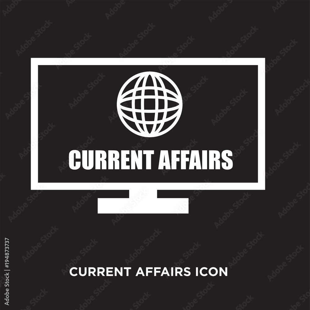 current affairs icon, flat vector sign isolated on black background. Simple  vector illustration for graphic and web design. Stock Vector | Adobe Stock