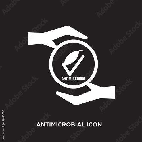 antimicrobial icon, flat vector sign isolated on black background. Simple vector illustration for graphic and web design.