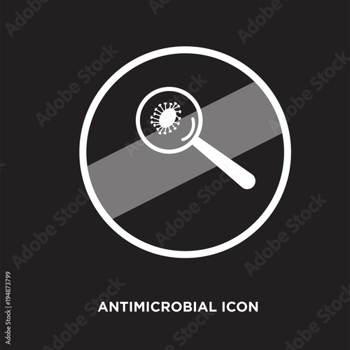 antimicrobial icon, flat vector sign isolated on black background. Simple vector illustration for graphic and web design.