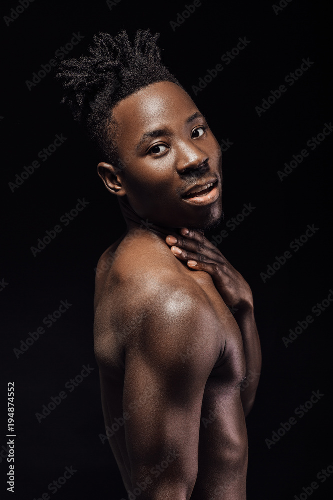 African-American man on black background African-American man on black background