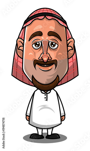 Traditional arabian man standing cartoon vector