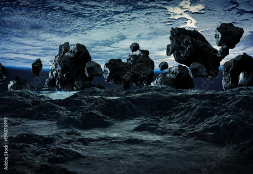 Fototapeta Naklejka Na Ścianę i Meble -  Astronauts exploring an asteroid 3D rendering elements of this image furnished by NASA