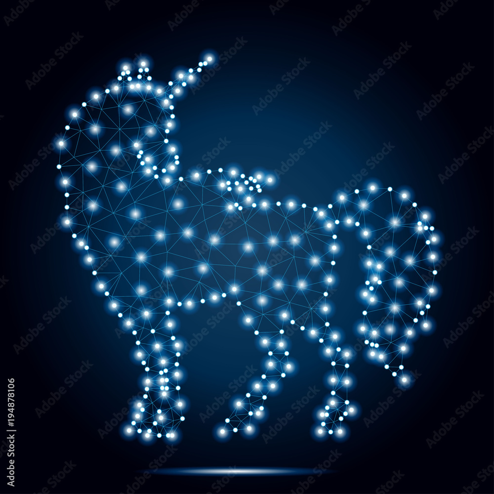 Unicorn polygon dots blue stars 3-2