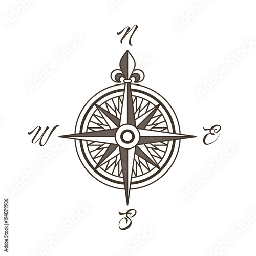 Vintage nautical compass rose