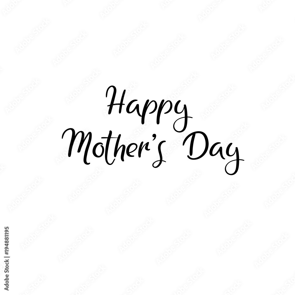 Happy Mother's day postcard. Holiday hand lettering greeting card. Modern calligraphy. Isolated on white background.