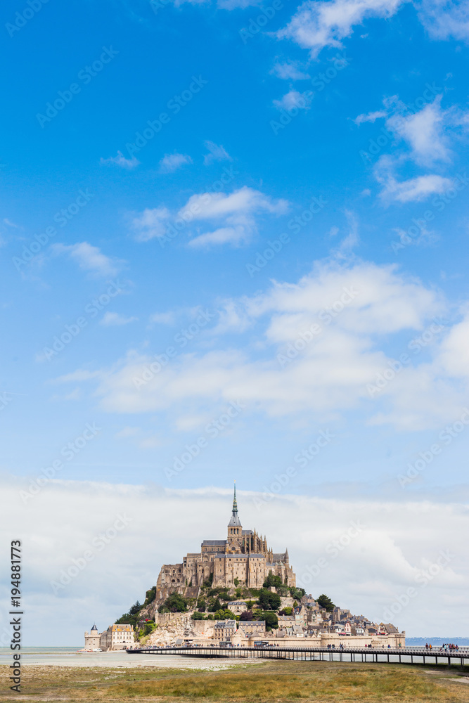 Mont Saint Michel, France. 14 JULY 2017. General view fo Mont Saint Michel - vertical, background.