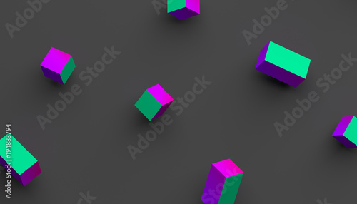 Abstract 3d rendering of geometric shapes. Modern background with simple forms. Minimalistic design with cubes, for poster, cover, branding, banner, placard.