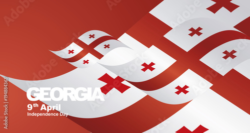 Independence Day Georgia flag ribbon landscape background greeting card