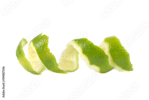 Lime peel isolated on white background