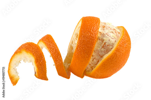 Konstfotografi orange, orange peel isolated on white background