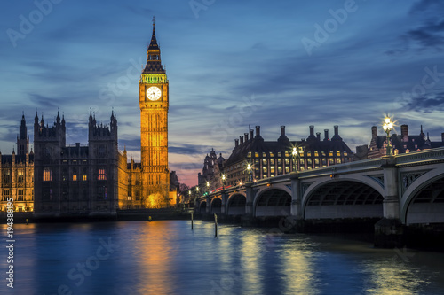 Westminster Bridge by night, London, UK