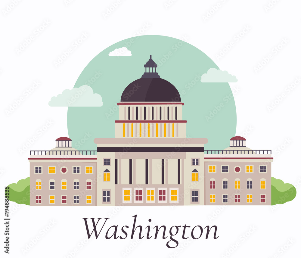 Vector illustration of Capitol in Washington.