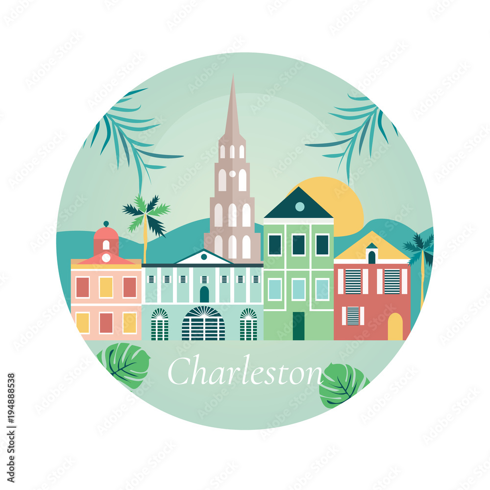 Welcome to Charlestone poster with landmarks