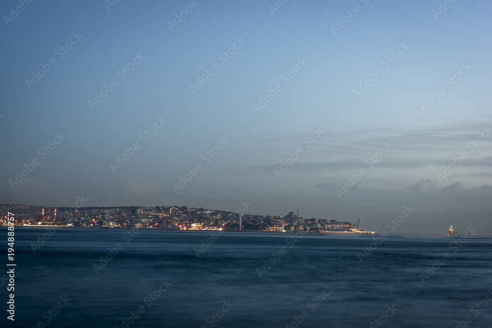 Istanbul bosphorus view at sunset time