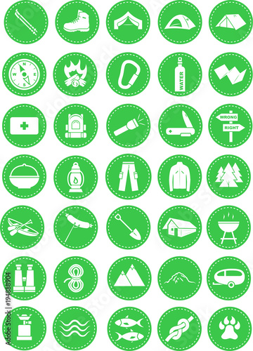 Set of camping themed icons
