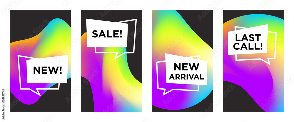 Obraz premium Sale web banners template for special offers advertisement. Marble colors with different colors nameplates. New arrivals concept for internet stores promo. New arrivals and sales web banners. 