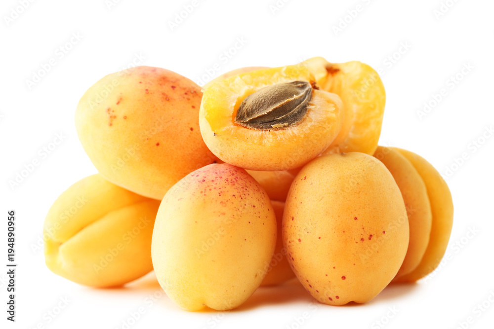 Ripe apricots isolated on white background Ripe apricots isolated on white background