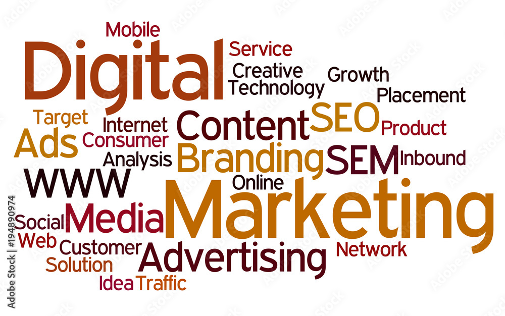 Obraz premium Word Cloud Digital Marketing