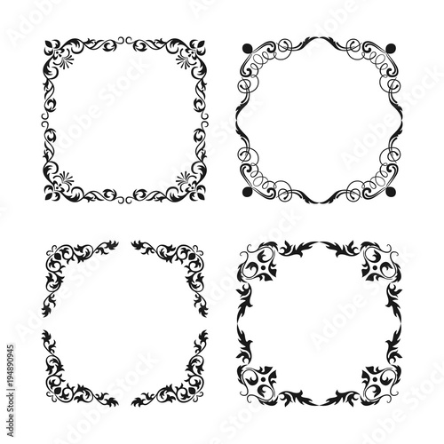 Collection empty rectangle frame vintage style in black color.