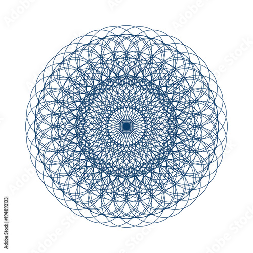 Sacred geometry vector illustration: Variant of Torus Yantra, known as Hypnotic Eye mandala. Torus Yantra is a basic element made by circles and Seed or Flower of Life symbol.