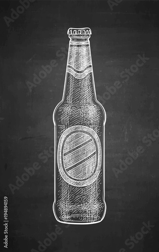 Chalk sketch of beer bottle.