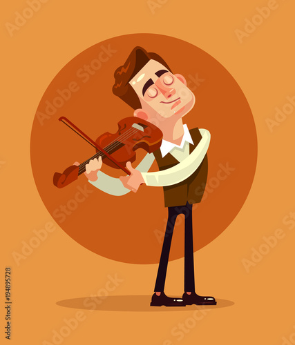 Violinist playing. Vector flat cartoon illustration