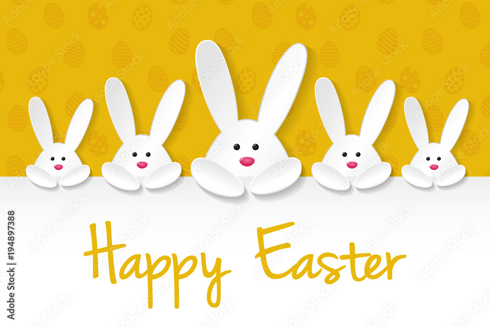 Easter bunny on background with eggs and wishes. Vector. Easter bunny on background with eggs and wishes. Vector.