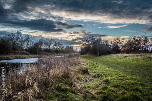 Coombe Hill Canal, Near Cheltenham At Sunset.