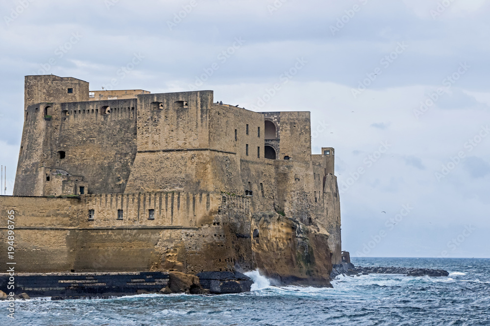 cityscape of Castel dell'Ovo in ocean in Naples, Italy 