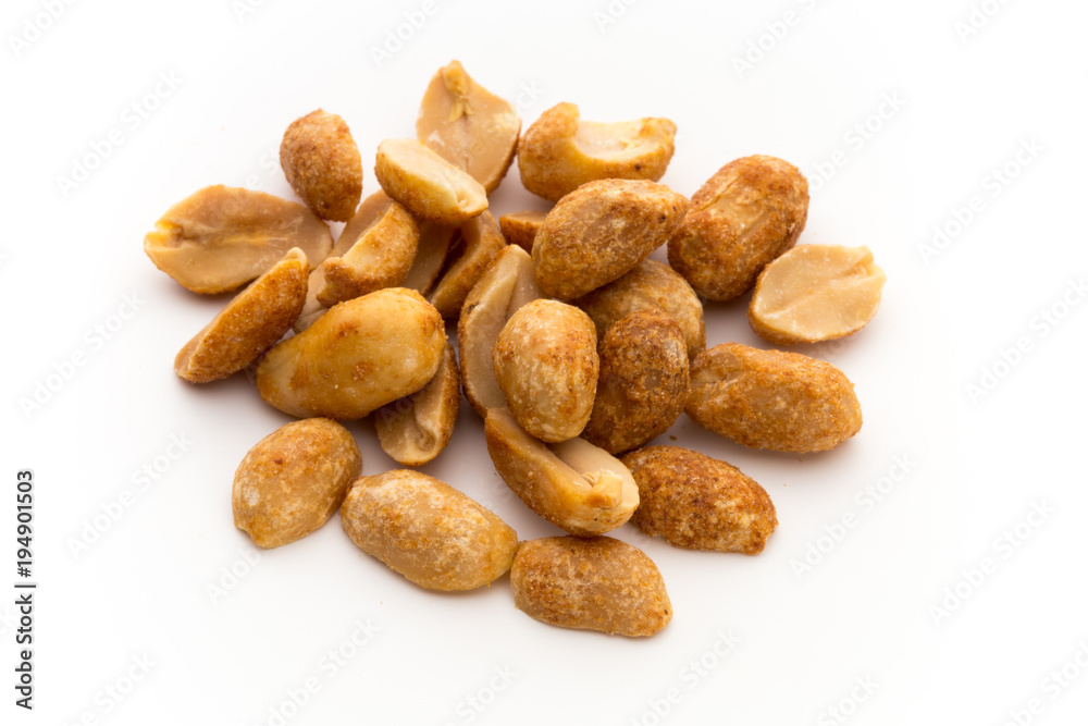 Peeled peanuts on the isolated background. Peeled peanuts on the isolated background.