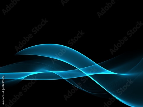  Abstract Background With Blue Line Wave On Black 