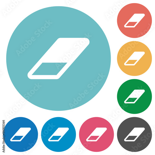 Eraser flat round icons