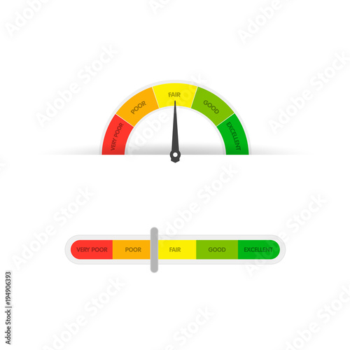 Credit Score Gauge. Vector illustrations manometer on white background. Vector EPS 10.