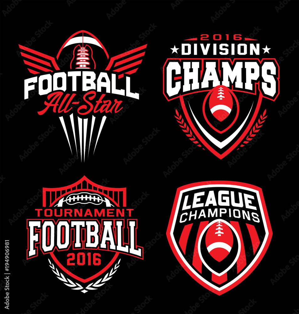 Football sport graphic emblem set