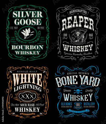 Whiskey label t-shirt graphics set