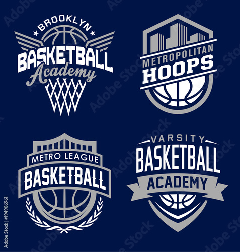 Basketball sport graphic emblem set