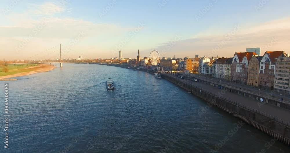 Dusseldorf cityscape with view on media harbor, Germany. Timelapse view 4K. December, 2015 Dusseldorf cityscape with view on media harbor, Germany. Timelapse view 4K. December, 2015